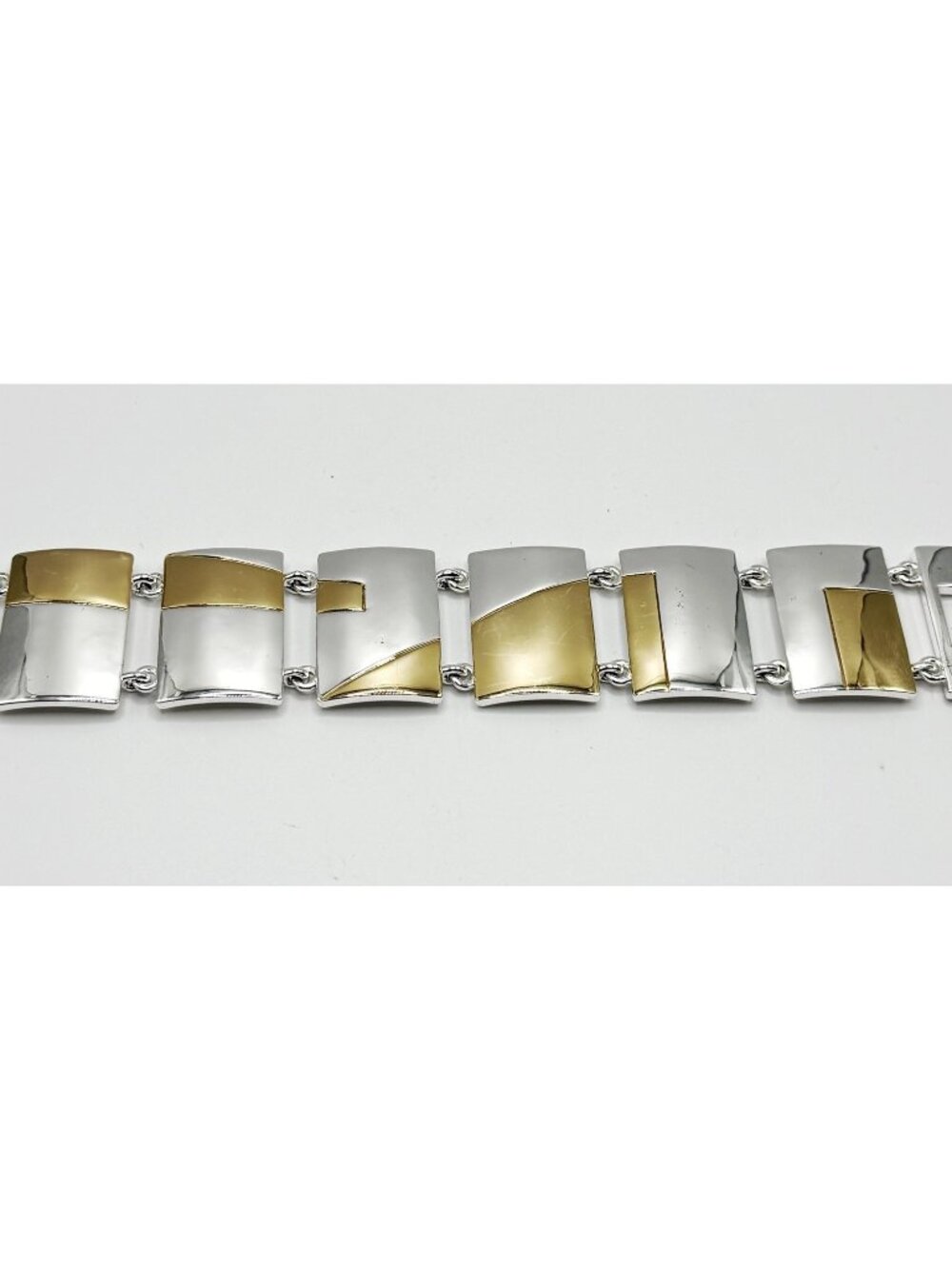 Napier Two-Tone Modernist Bracelet 7” Silvertone Goldtone